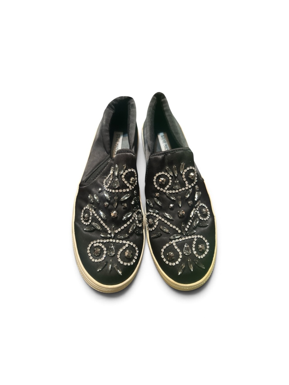 Steve Madden Black Slip-On Sneakers with Crystal Embellishments